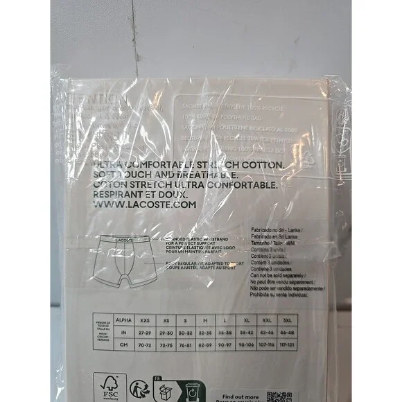 LACOSTE - Briefs Underwear - Pack of 3 - Elastic Waistband - M (EUR 5) One Size - Picture 4 of 4